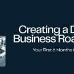 "Digital business roadmap timeline for first 6 months showing strategy, growth, and planning stages"