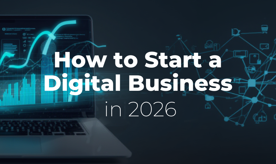 "Choosing the right niche for an online business with brainstorming notes and laptop workspace"