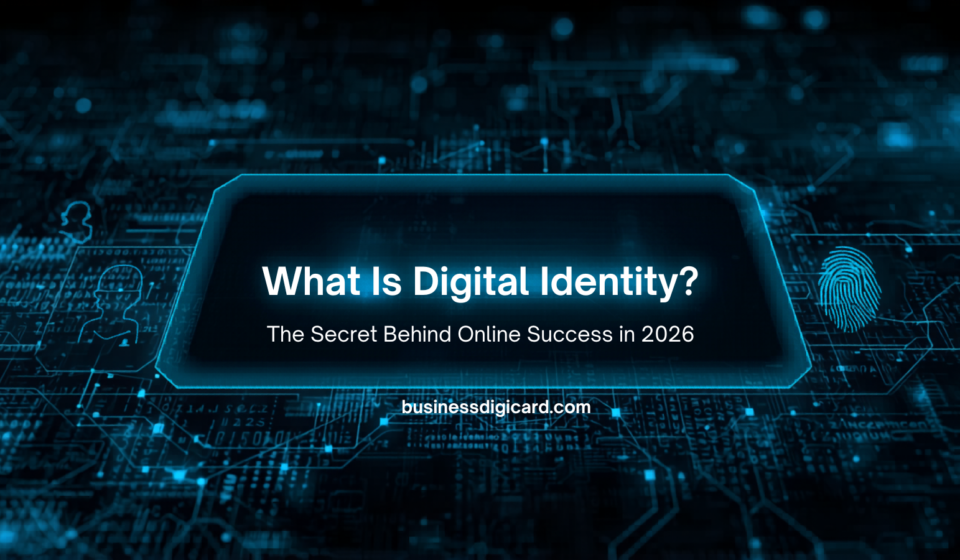 “Illustration of a person building digital identity with social media, website, and branding elements in 2026”