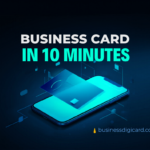 “Person creating a digital visiting card on smartphone with modern UI design”